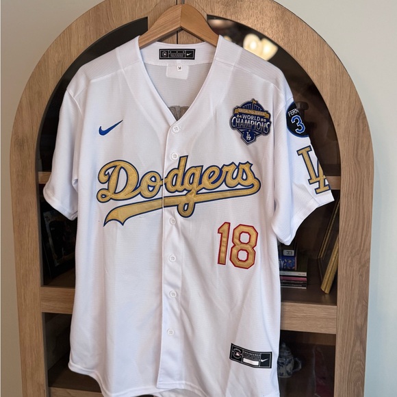 Nike Other - Los Angeles Dodgers Gold Script #18 World Series Champions Jersey- Medium- Nike